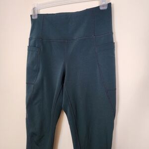 LOLE High Waisted Ankle Legging with Pockets Dark Green Size Small